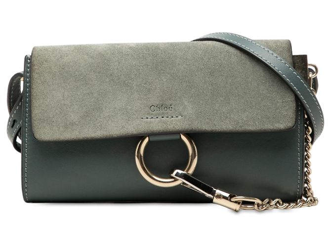 Chloé Mini Borsa a Tracolla Faye in Camoscio e Vitello Blu con Catena