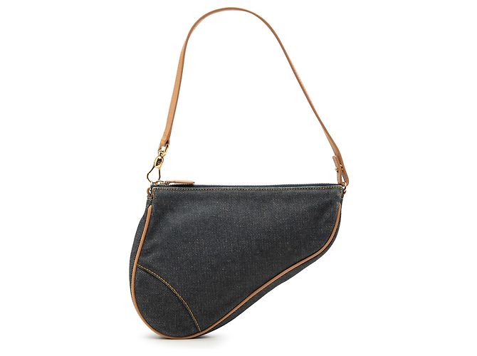 Autre Marque Dior Blue Mini Denim Saddle Pochette Blau Marineblau