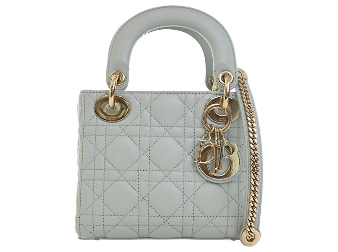 Autre Marque Dior Blue Mini Lambskin Cannage Lady Dior Blu chiaro