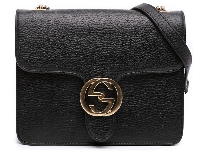 Gucci Borsa a tracolla Interlocking G in pelle di vitello Dollar Small nera Nero