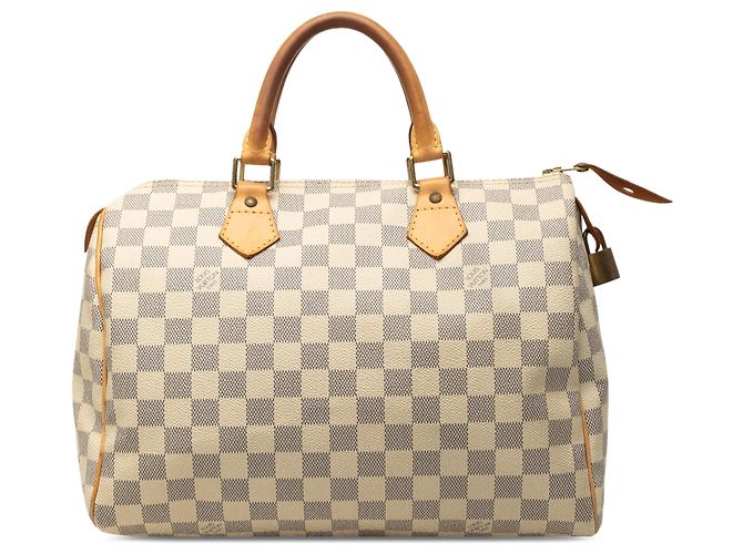Louis Vuitton White Damier Azur Speedy 30 Branco