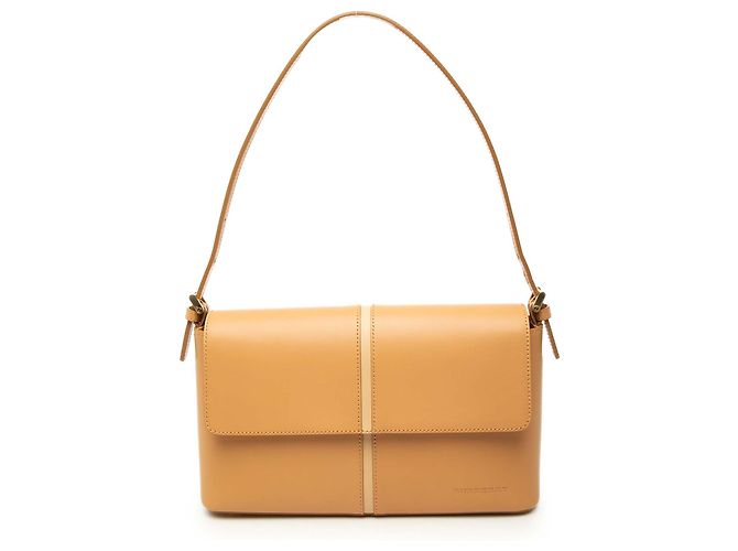 Bolsa de ombro com aba Burberry em couro marrom Caramelo