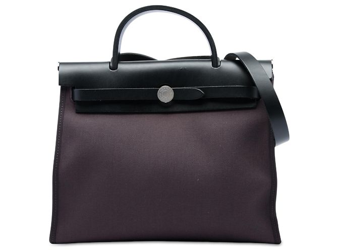 Hermès Purple Toile Herbag Zip 31 Violet Violet foncé