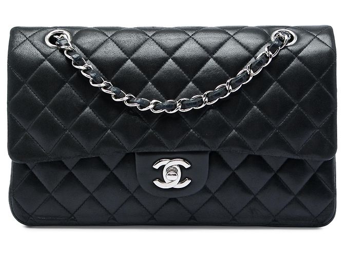 Chanel Black Medium Classic Lambskin Double Flap Noir