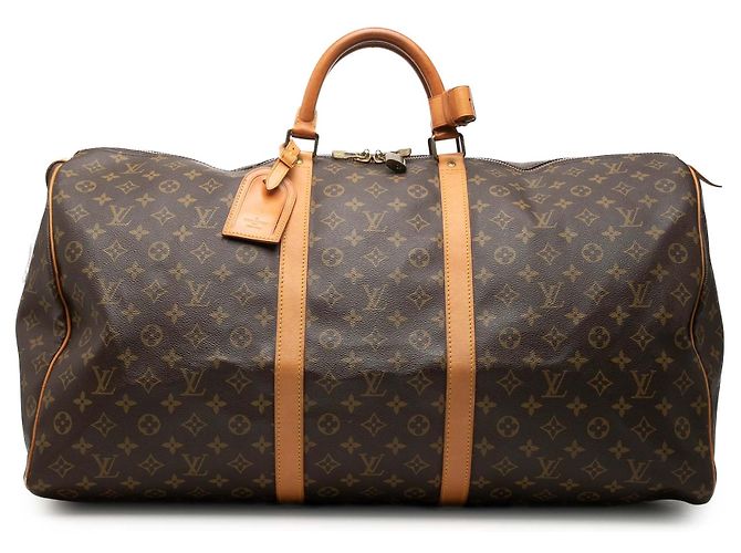 Louis Vuitton Brown Monogram Keepall 60 Castaño