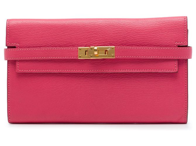 Cartera Hermès Kelly Longue en Chevre Mysore Rosa