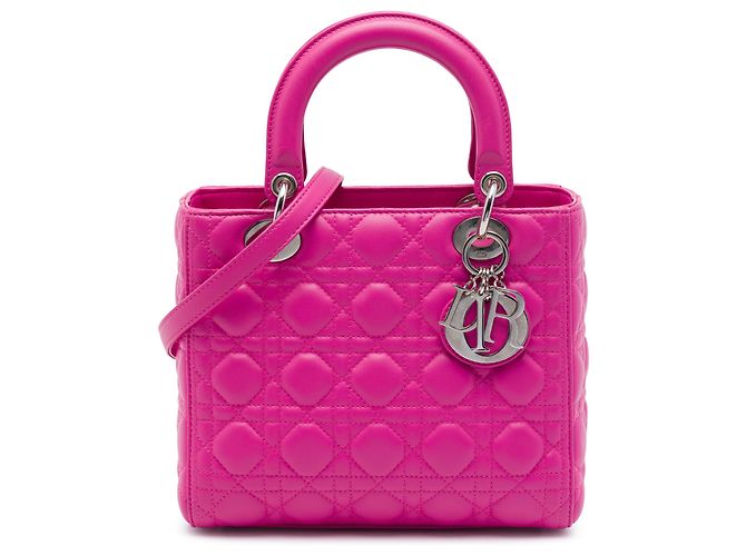 Autre Marque Dior Pink Medium Lambskin Cannage Lady Dior Rosa