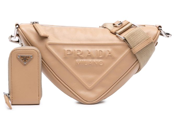 Prada Beige Grace Lux Triangle Crossbody Bege