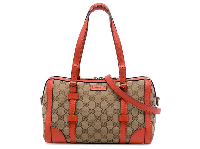 Bolsa Boston Gucci Beige Small GG Canvas com cinto Bege