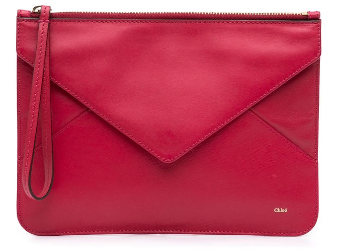 Chloé Leder-Couvert-Clutch in Rot