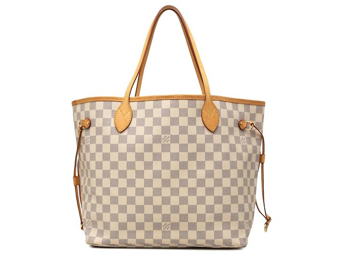 Louis Vuitton White Damier Azur Neverfull MM Branco