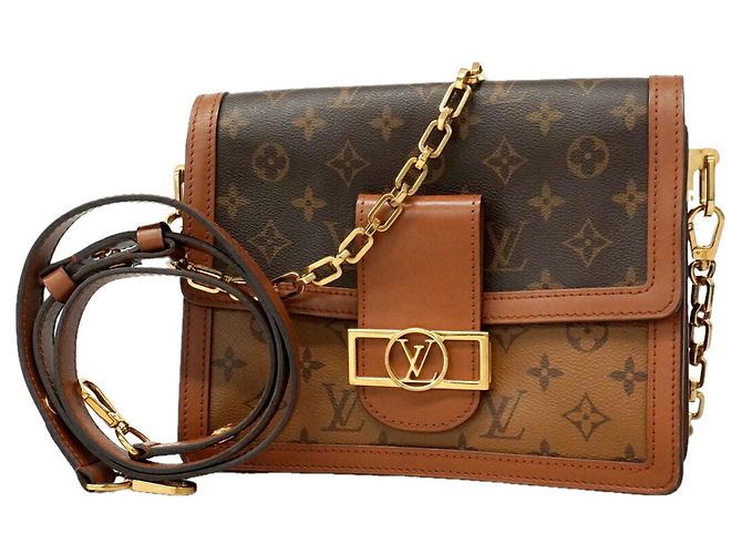 Bolsa de Ombro Louis Vuitton Monogram Reverse Dauphine MM Marrom