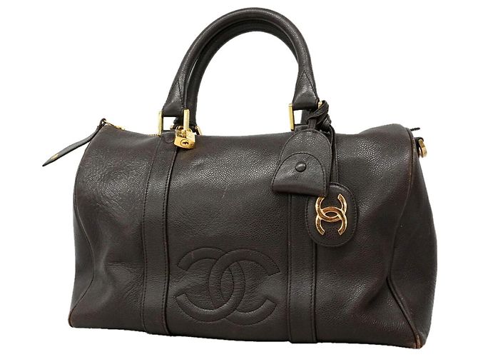 Sac Boston Chanel en veau grainé Marron