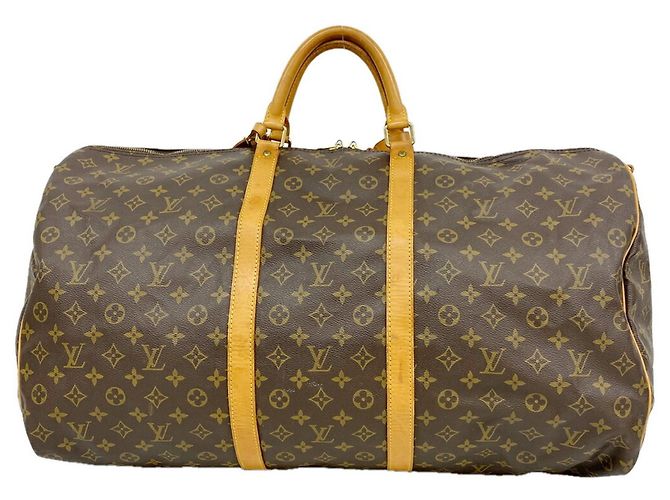 Louis Vuitton Brown Boston Monogram Keepall Bandoulière 60 Marrone