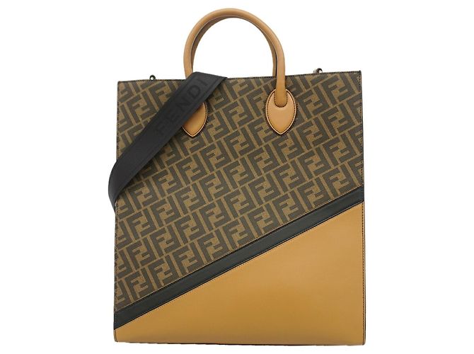 Sac cabas Fendi Zucca en cuir marron