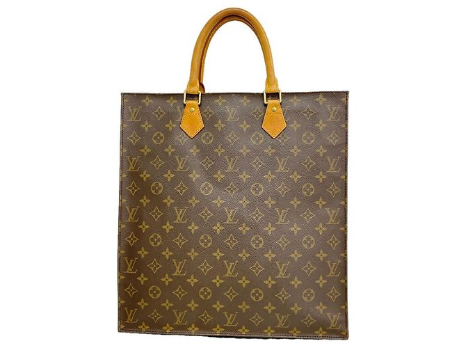 Borsa Tote Louis Vuitton Monogram Sac Plat Marrone