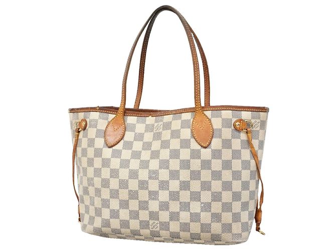 Sac cabas Louis Vuitton Damier Azur Neverfull PM Blanc