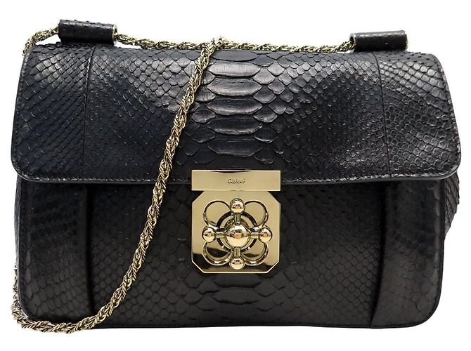 Chloé NEUE CHLOE ELSIE 3S066 HANDTASCHE AUS SCHWARZEM PYTHONLEDER SCHULTERTASCHE