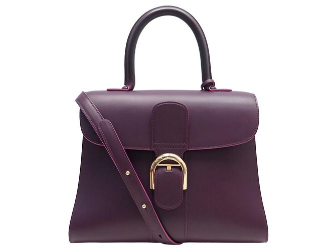 NOVA BOLSA DE MÃO DELVAUX BRILLANT MÉDIUM BOX CALF ROXA DE OMBRO Roxo