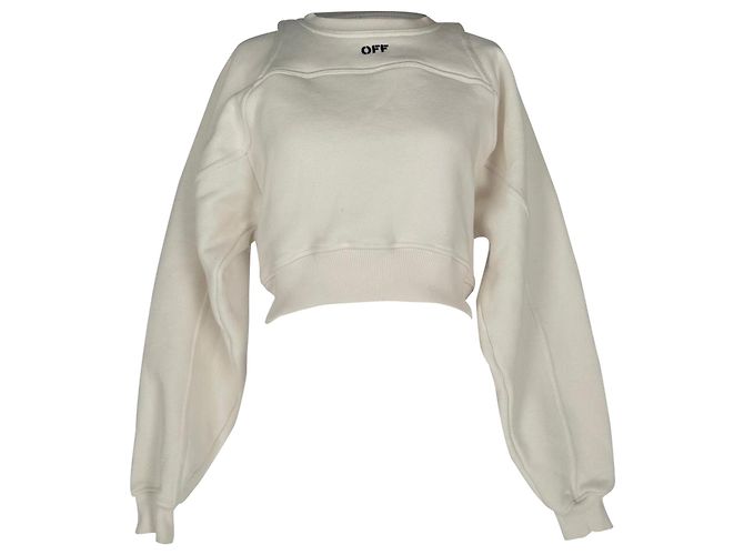 Off White Sudadera cropped Off-White Off Stamp Logo en algodón blanco Crudo
