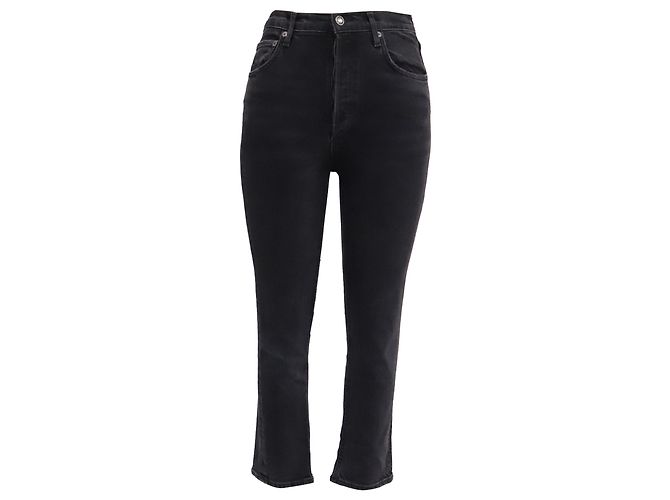 Jeans Agolde High-Rise Kick Flare Cropped in cotone nero