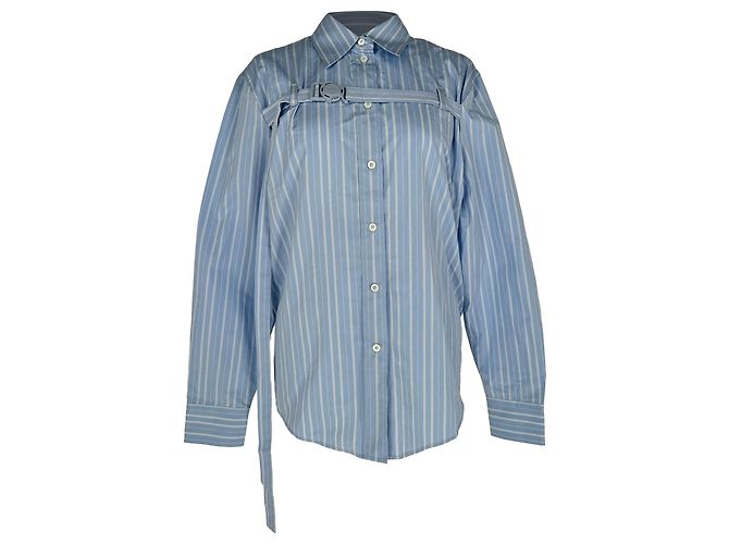 Off White Camisa com riscas e fivela Off-White em algodão azul