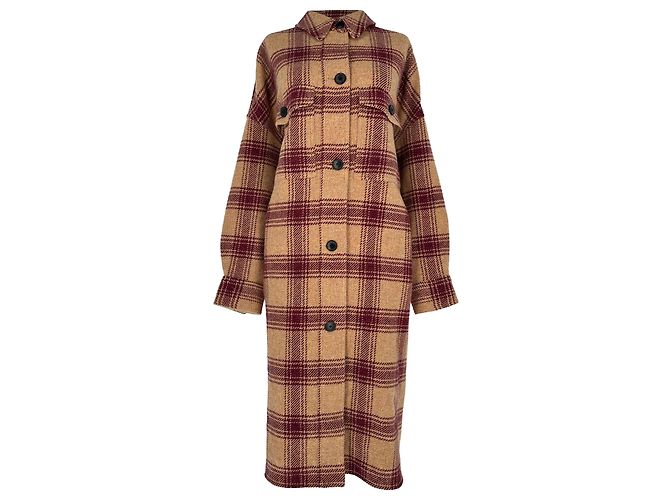 Isabel Marant Etoile Checked Button-Down Coat in Multicolor Wool Multiple colors