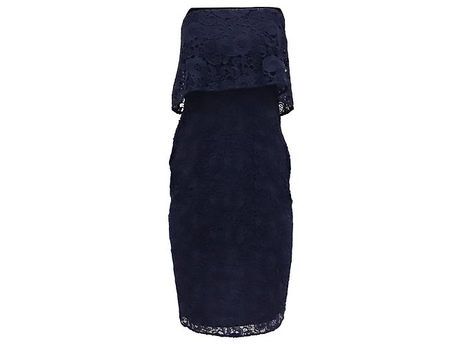 Autre Marque Vestido midi sem alças de renda Likely Driggs em poliéster azul marinho