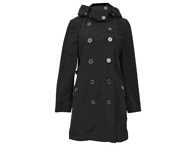 Burberry Brit Double Breasted Trenchcoat aus schwarzem Polyester