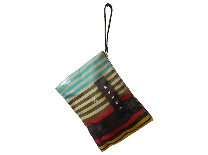 Pochette Marni Glossy Grip Rayée Multicolore