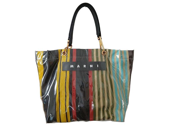 Bolso Tote Marni Glossy Grip a Rayas Multicolor