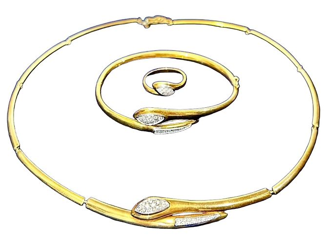 Autre Marque Parure Serpente Art Deco in Oro Giallo 18k e Diamanti D'oro
