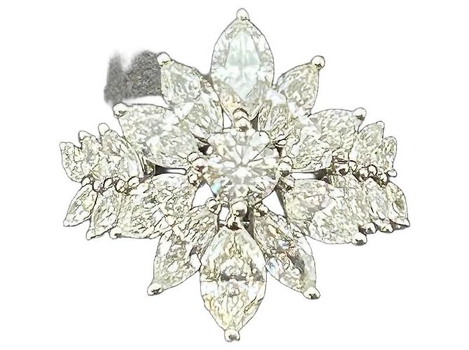 Autre Marque Anello La Regina in Oro Bianco 18k con 21 Diamanti Naturali