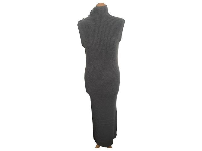 Balenciaga Abito Lungo in Maglia Grigia Grigio