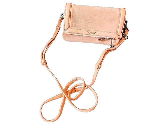 Zadig & Voltaire Nano Rock Shoulder Bag Pale Pink Suede