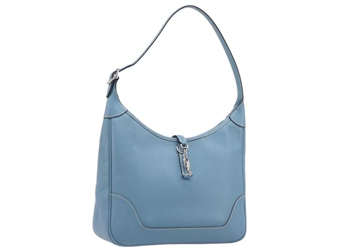 Hermès Bolsa de ombro HERMES Epsom Trim 31 em couro azul prata Auth yk20897M