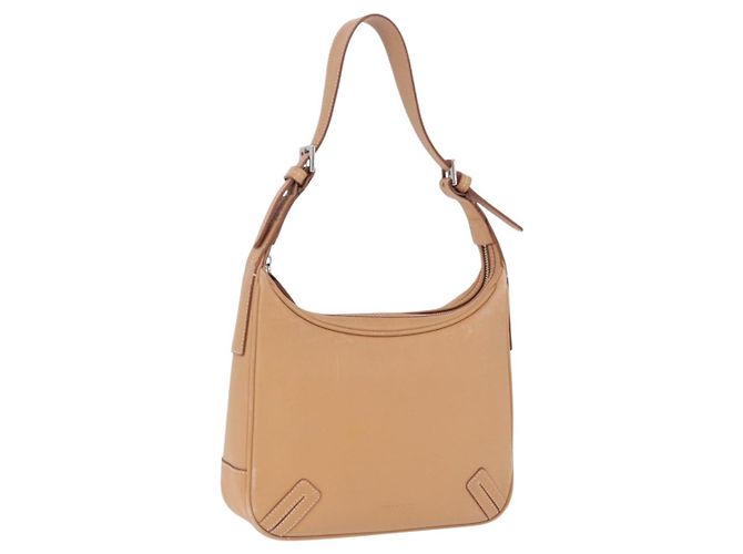 Bolsa de Ombro BURBERRY em Couro Bege Prata Auth ka6209