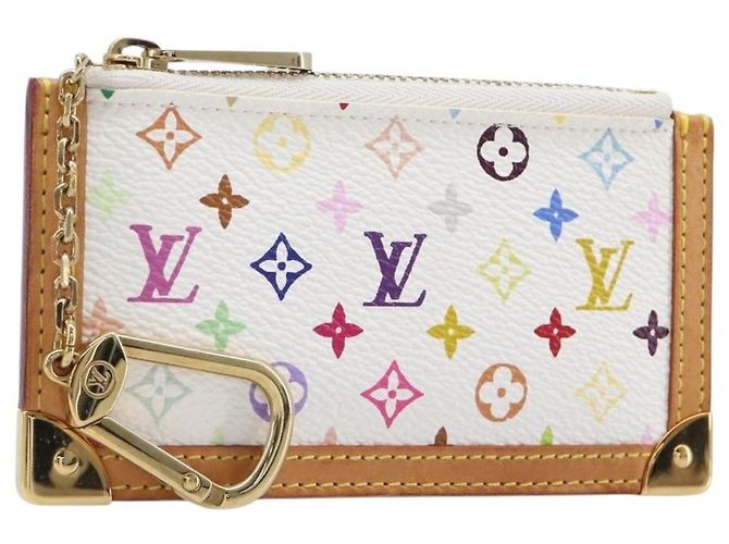 LOUIS VUITTON Monogram Multicolor Pochette Cles Coin Purse M92655 Auth BA15510V White