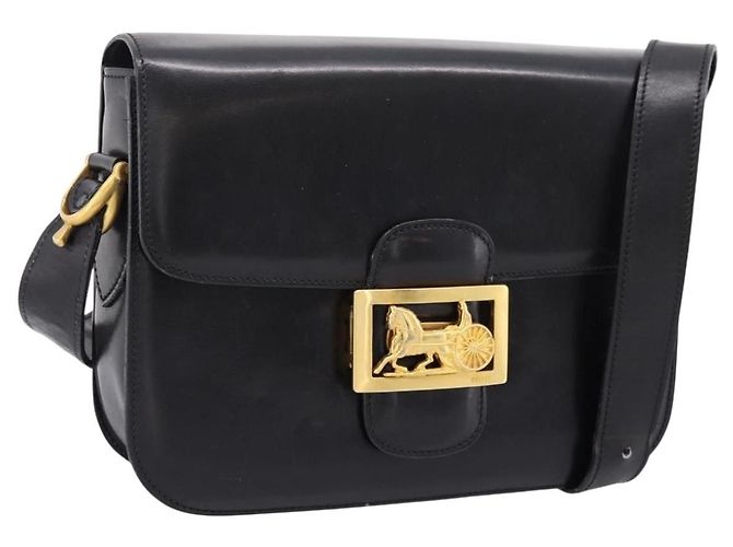 Céline Sac à épaule CELINE en cuir noir et or Auth 205144 Doré