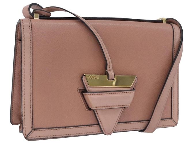 Sac à épaule LOEWE Barcelona en cuir rose, détails dorés, authentique ka6190A