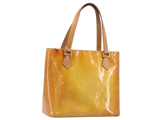 LOUIS VUITTON Monogram Vernis Houston Handtasche Beige M91004 LV Auth BA15557