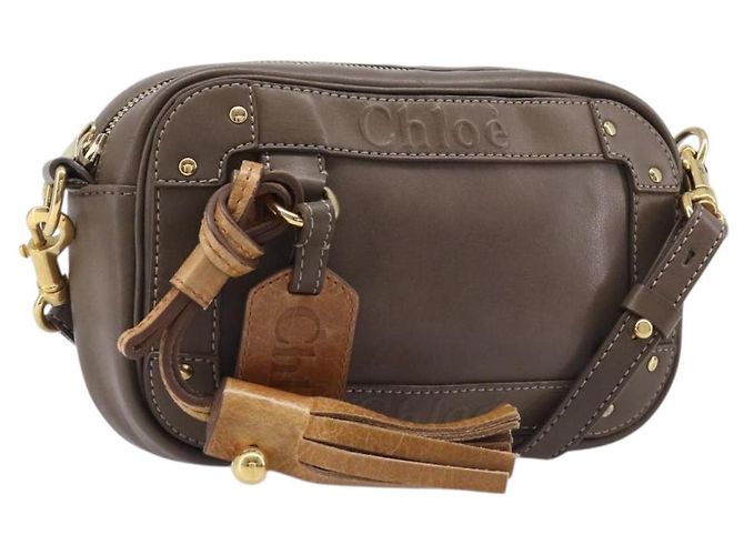 Chloé Bolsa de ombro Chloe Eden em couro bege tom dourado Auth 204650A