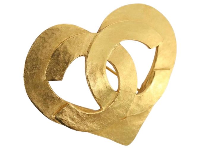CHANEL COCO Logo Brosche Metall Gold-Ton CC Auth 205866M