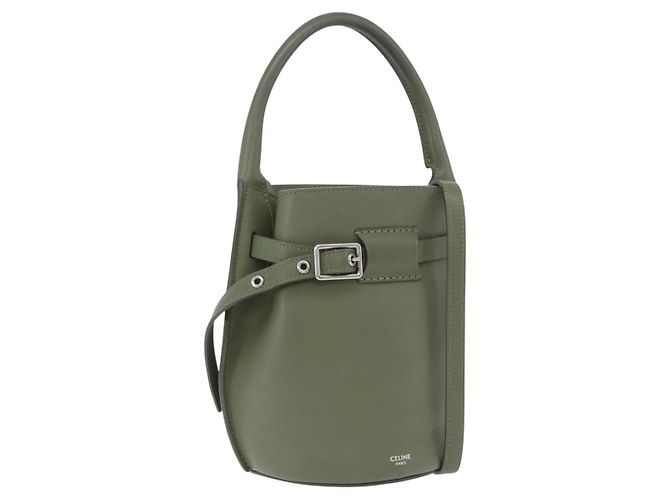 Céline CELINE Big Bag Bucket Hand Bag Leather 2way Green Silver Auth BA15799V Argenté Vert