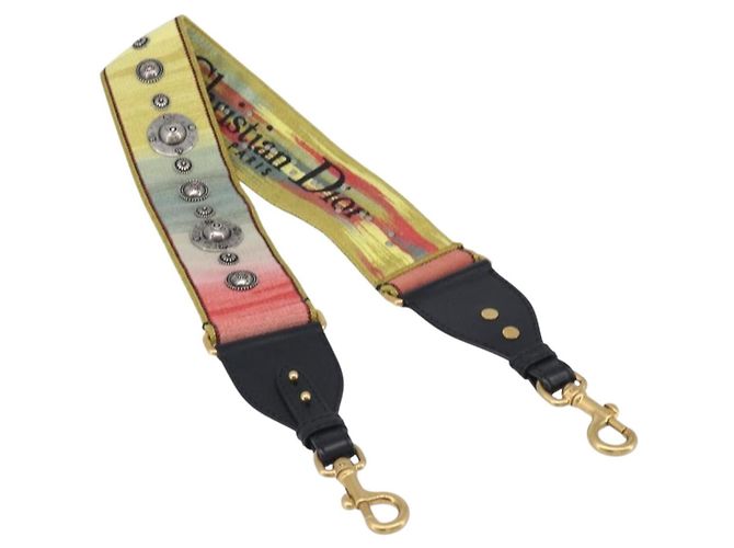 Bandoulière Christian Dior en toile multicolore ton or Auth ar14181V