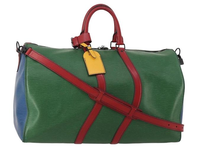 Borsa LOUIS VUITTON Epi Keepall Bandouliere 50 Green Red Blue M55571 Auth 199362A Rosso Verde