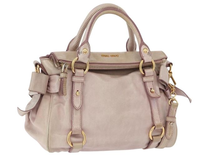 Borsa a mano Miu Miu Vitellolux 2way Pink Gold Auth 204364A Rosa D'oro