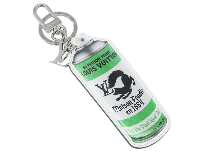 LOUIS VUITTON Monogram Porte Cle Paint Charm Leather Green MP3384 LV Auth 167611SAM