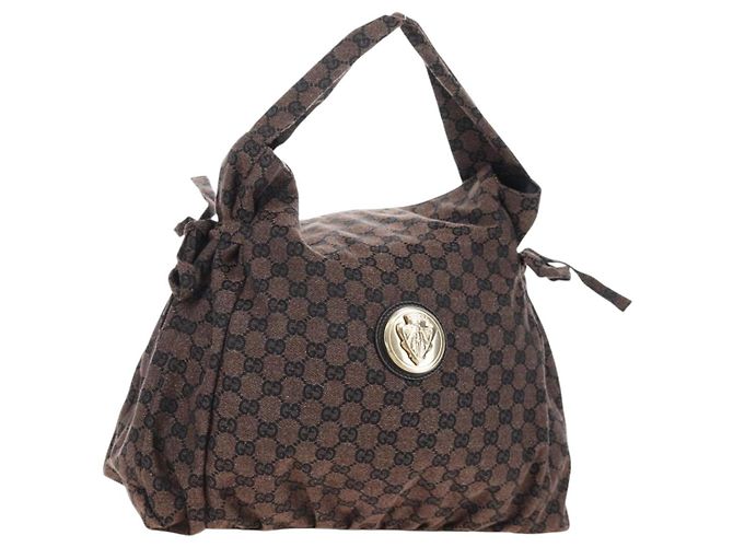 Borsa a mano GUCCI GG Canvas Outlet Brown Gold 286307 Auth 201176V Marrone D'oro