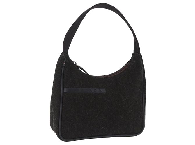 PRADA Pochette d'accessoires Sports Canvas Wool Black Auth 203830A Noir